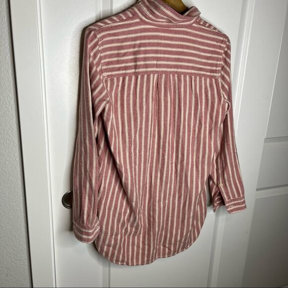 Madewell Craig Pink Stripe Ex Boyfriend Button Down Flannel Size XS - Picture 7 of 8
